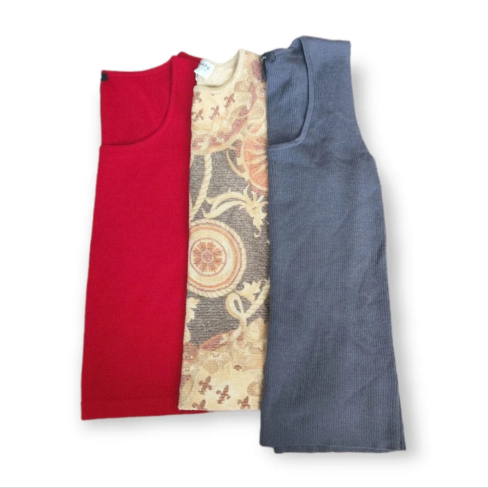 St. John Wool Knit Sleevless Shirt Tank Top Bundle Small